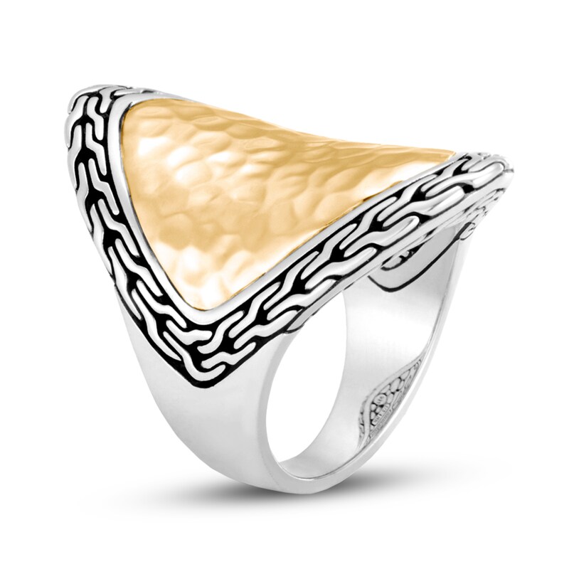 John Hardy Classic Chain Hammered Saddle Ring Sterling Silver/18K Yellow Gold