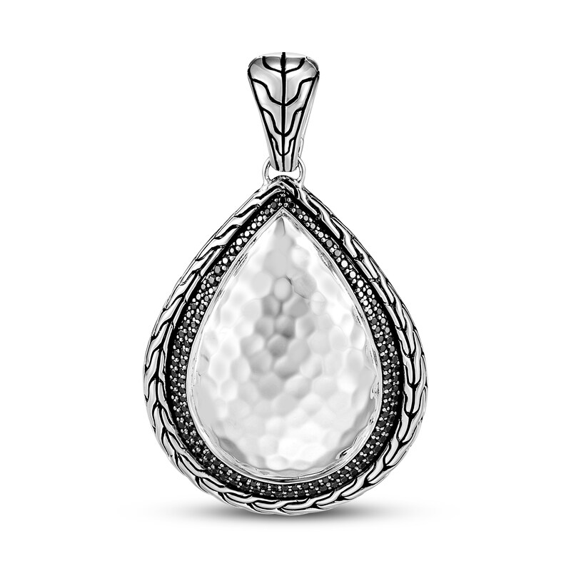 John Hardy Classic Chain Hammered Drop Charm Sapphire/Spinel Sterling Silver