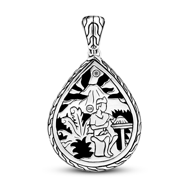 John Hardy Classic Chain Hammered Drop Charm Sapphire/Spinel Sterling Silver