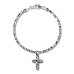 John Hardy Classic Chain Cross Charm Bracelet in Silver, Medium