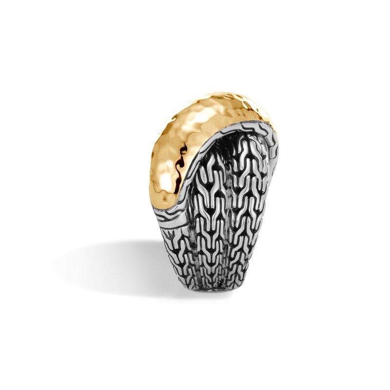 John Hardy Classic Chain Hammered Overlap Ring Sterling Silver/18K Yellow Gold