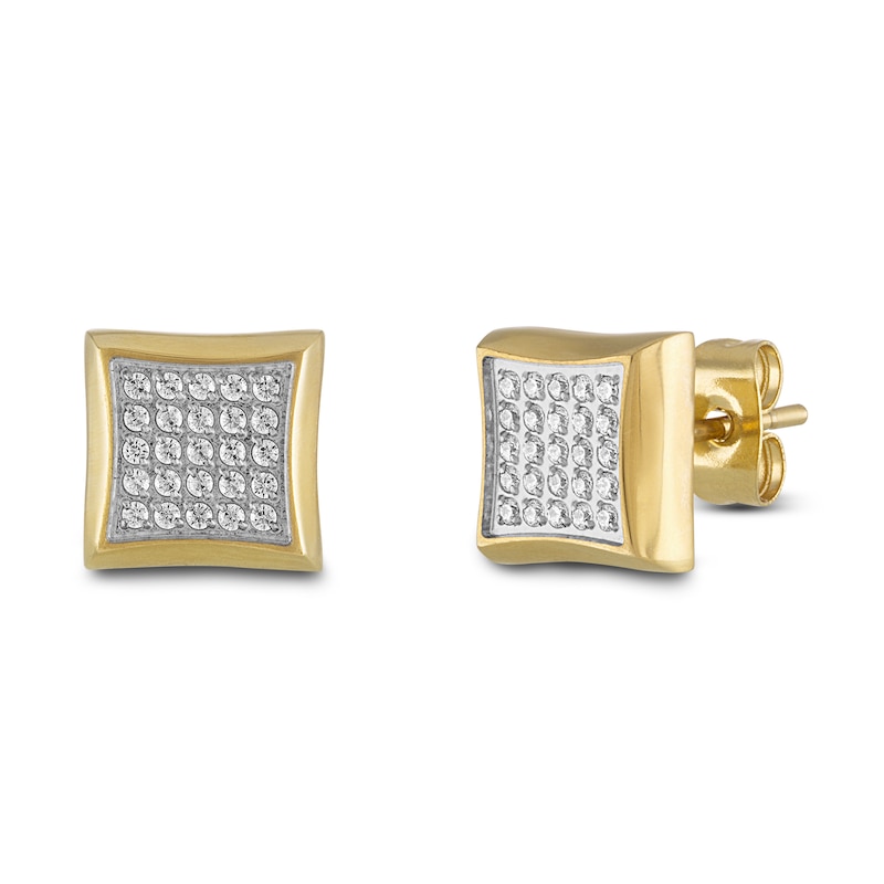 Main Image 1 of Men's Diamond Earrings 1/4 ct tw Yellow Ion-Plated Stainless Steel