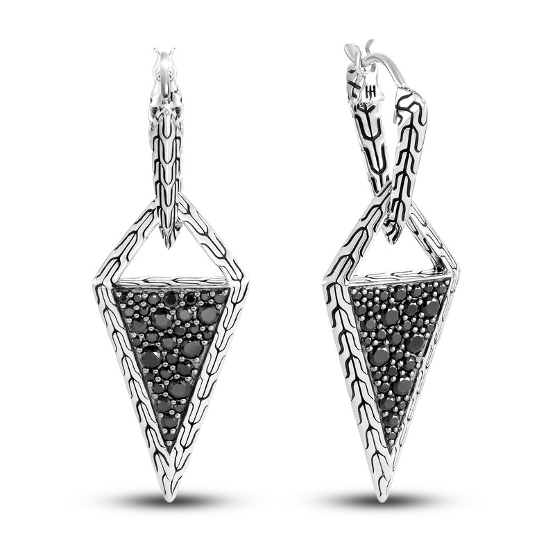 John Hardy Drop Earrings Natural Black Spinel & Natural Black Sapphire Sterling Silver