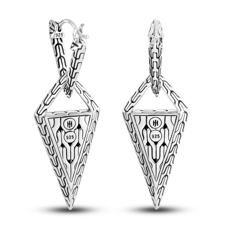 John Hardy Drop Earrings Natural Black Spinel & Natural Black Sapphire Sterling Silver