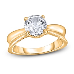 Diamond Solitaire Concave Engagement Ring 2 ct tw Round 14K Yellow Gold (I2/I)