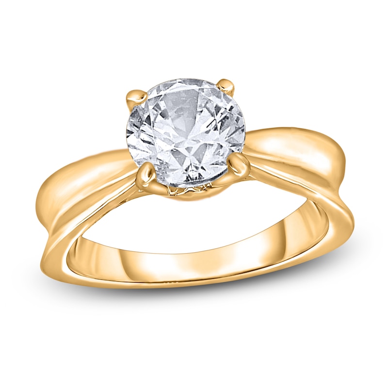 Main Image 1 of Diamond Solitaire Concave Engagement Ring 2 ct tw Round 14K Yellow Gold (I2/I)