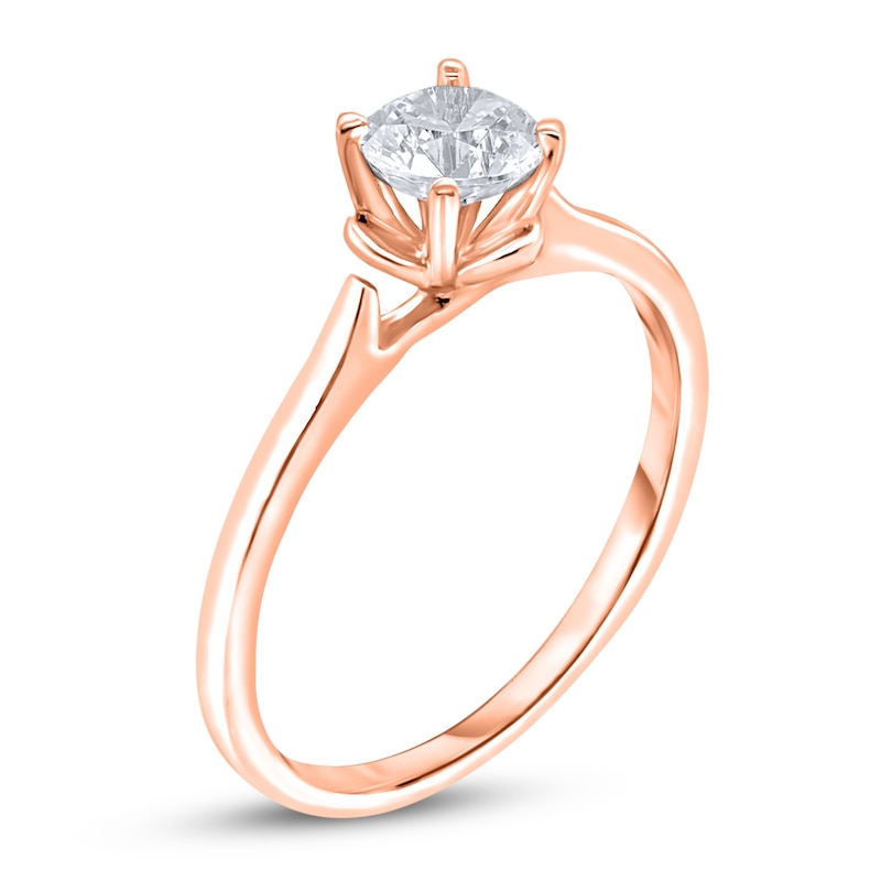 Main Image 2 of Diamond Solitaire Floral Engagement Ring 1/2 ct tw Round 14K Rose Gold (I2/I)