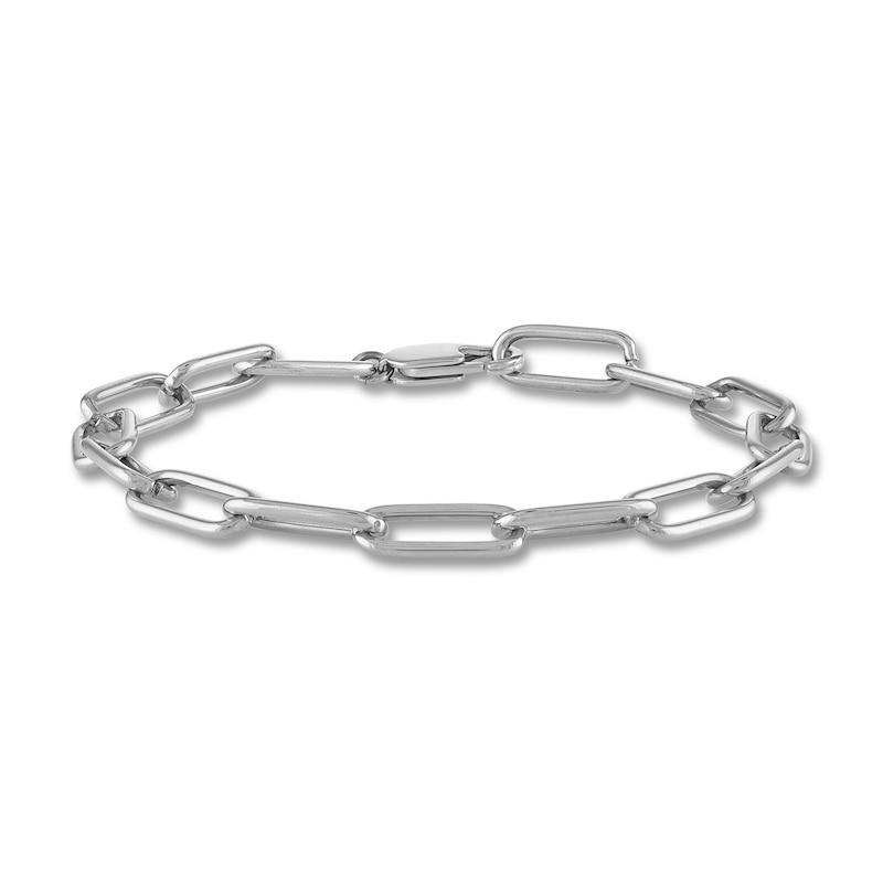 Main Image 2 of Solid Paperclip Chain Necklace 18"/ Bracelet Set Ion-Plated Stainless Steel 7.5" 7mm