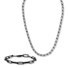 Thumbnail Image 1 of Solid Paperclip Chain Necklace 18"/Bracelet Set Black Ion-Plated Stainless Steel 7.5" 7mm
