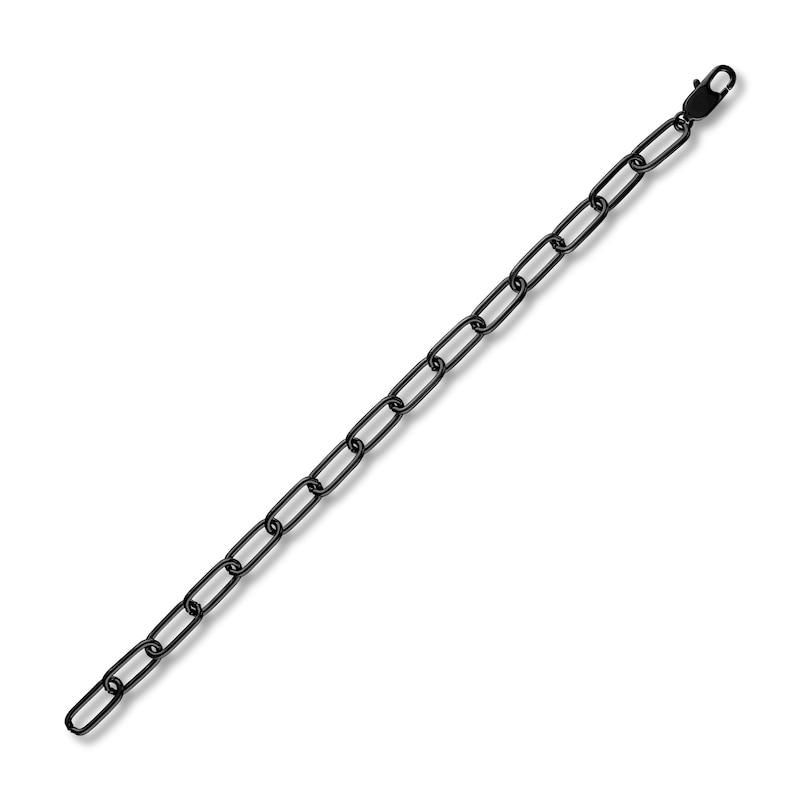 Main Image 3 of Solid Paperclip Chain Necklace 18"/Bracelet Set Black Ion-Plated Stainless Steel 7.5" 7mm