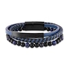 Thumbnail Image 1 of Natural Sodalite Bracelet Blue & Black Leather Stainless Steel 8.5"