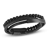 Thumbnail Image 1 of Men's Natural Onyx Bracelet Black Leather Stainless Steel 8.5"