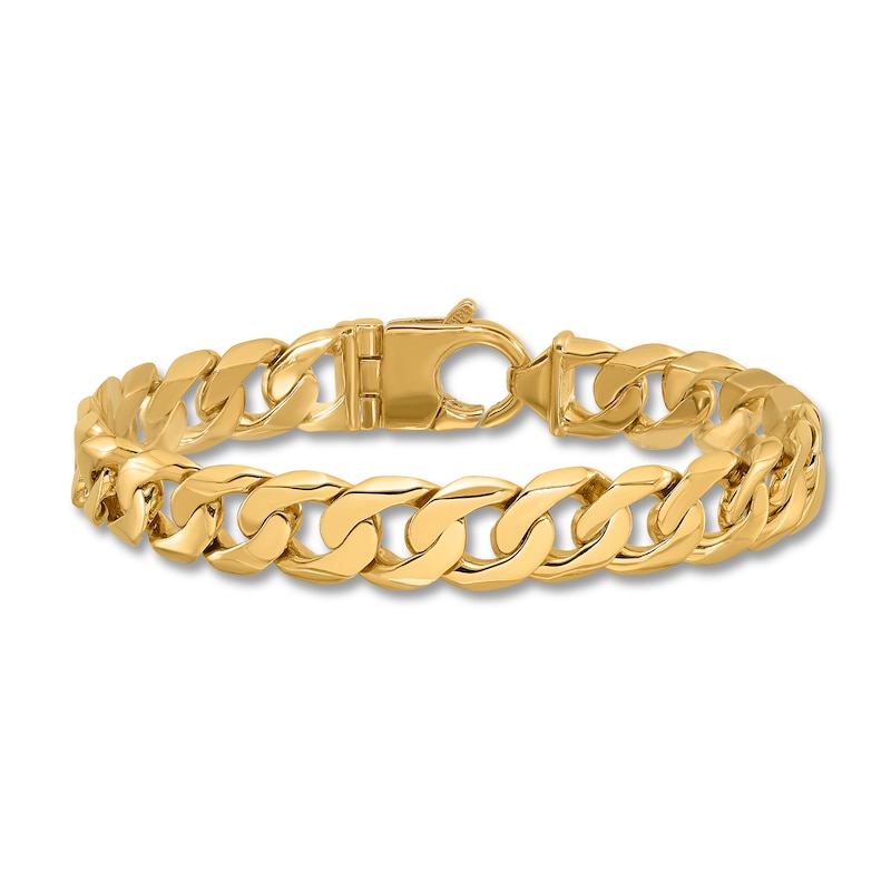 Main Image 1 of Men's Solid Curb Link Bracelet 14K Yellow Gold 11.0mm 8.25"