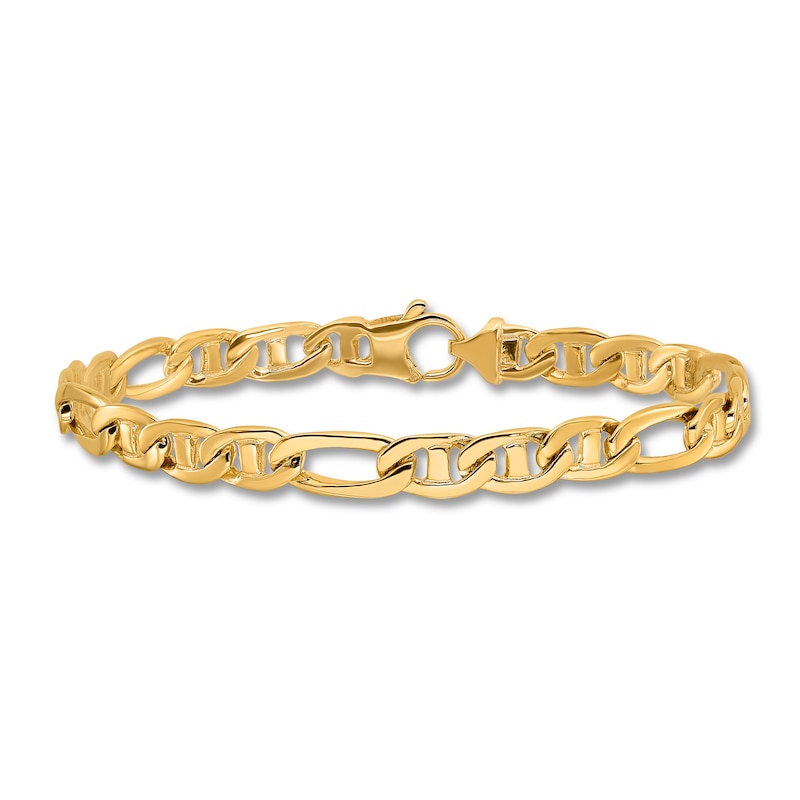 Main Image 1 of Men's Solid Flat Anchor Link Bracelet 14K Yellow Gold 8.5mm 8.25"
