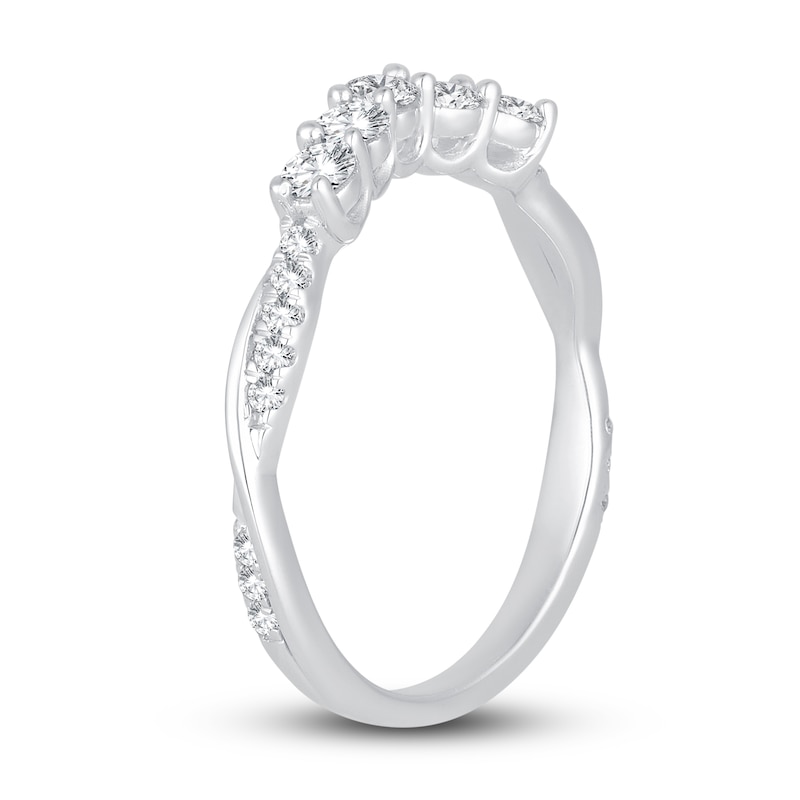 Main Image 2 of Diamond Contour Anniversary Band 1/2 ct tw Round 14K White Gold