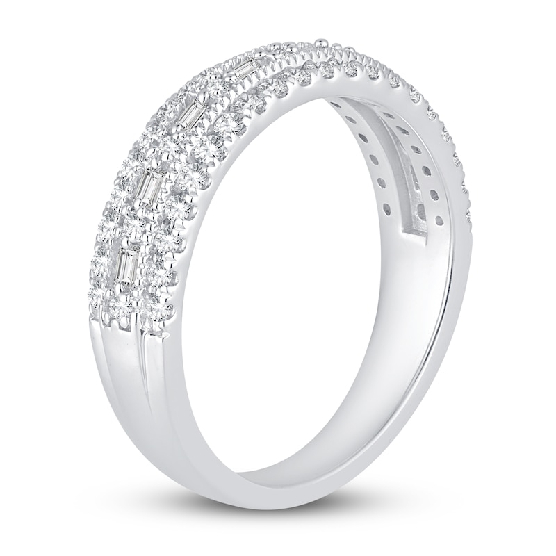 Main Image 2 of Diamond Anniversary Band 1/2 ct tw Baguette/Round 14K White Gold