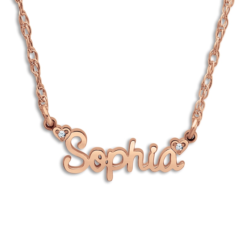 Main Image 1 of High-Polish Personalized Name Necklace Diamond Accents Rose Gold-Plated Sterling Silver 18"