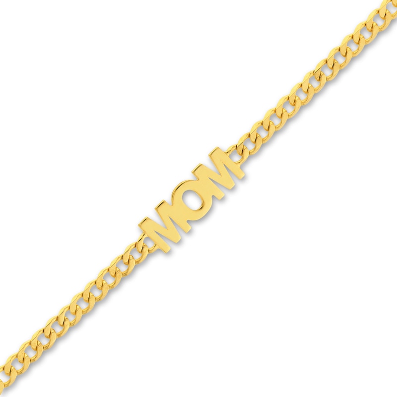 Main Image 2 of "MOM" Curb Bracelet 14K Yellow Gold 6.7" Adj.