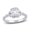 Diamond Engagement Ring 3/8 ct tw Round/Baguette 14K White Gold