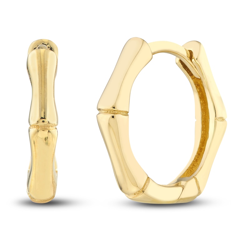 Main Image 1 of Bamboo Hoop Earrings 14K Yellow Gold