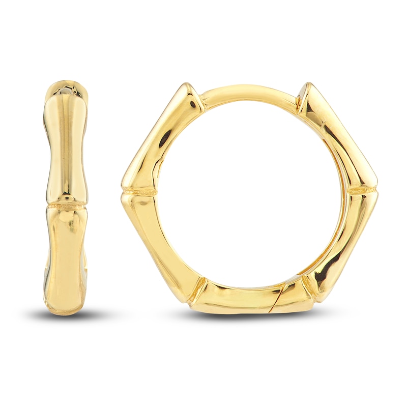 Main Image 2 of Bamboo Hoop Earrings 14K Yellow Gold