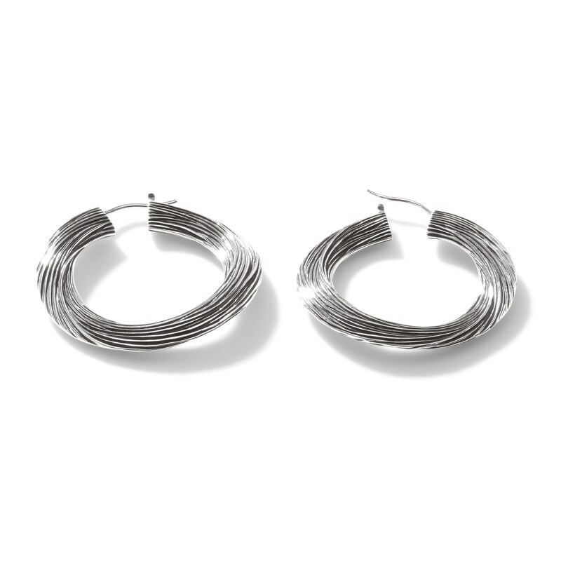 John Hardy Bamboo Hoop Earrings Sterling Silver