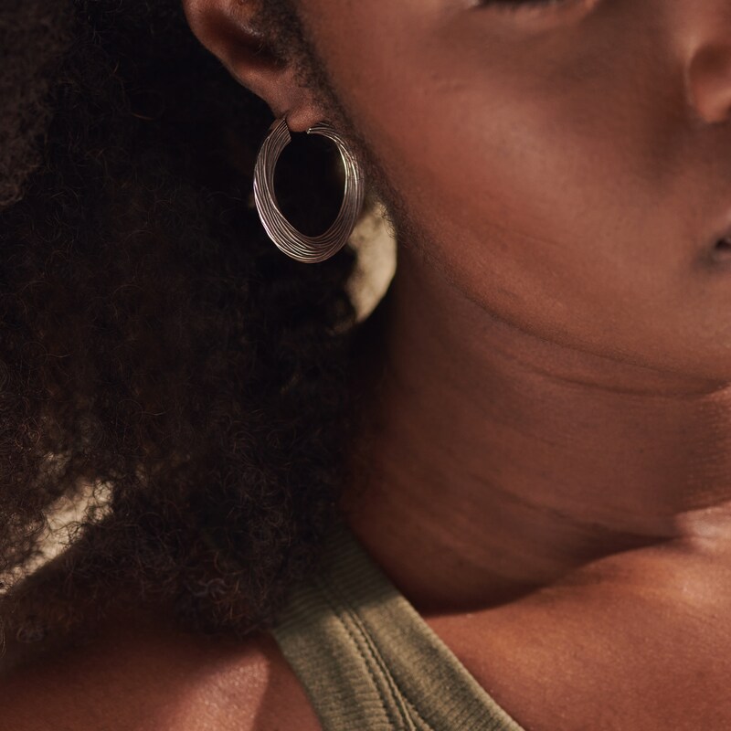 John Hardy Bamboo Hoop Earrings Sterling Silver