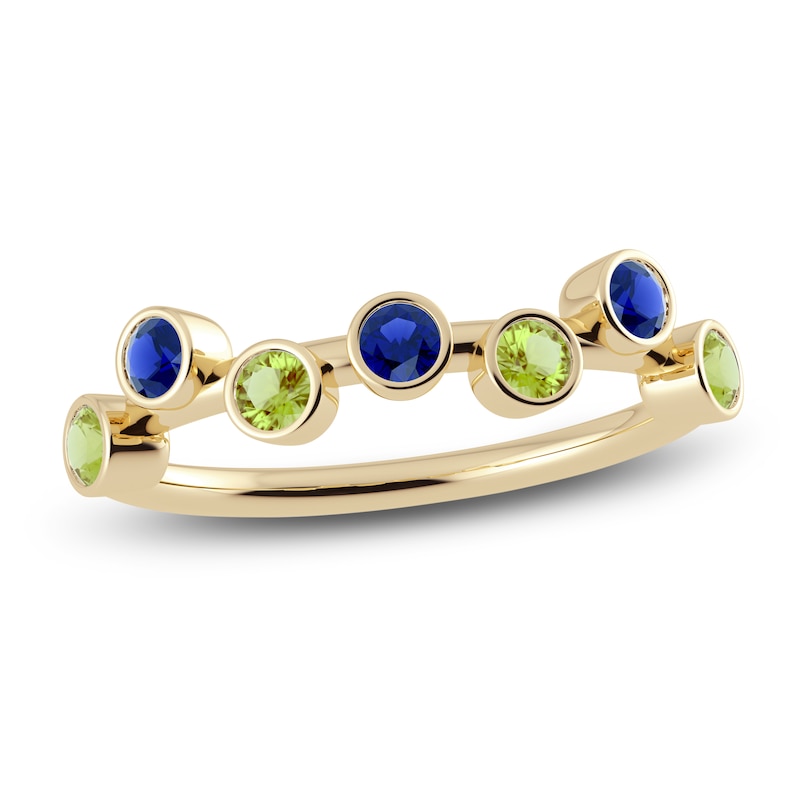 Main Image 1 of Juliette Maison Natural Blue Sapphire & Natural Peridot Ring 10K Yellow Gold