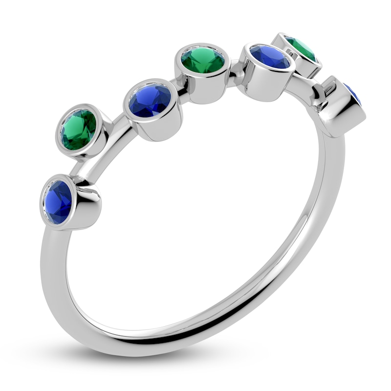 Main Image 2 of Juliette Maison Natural Blue Sapphire & Natural Emerald Ring 10K White Gold