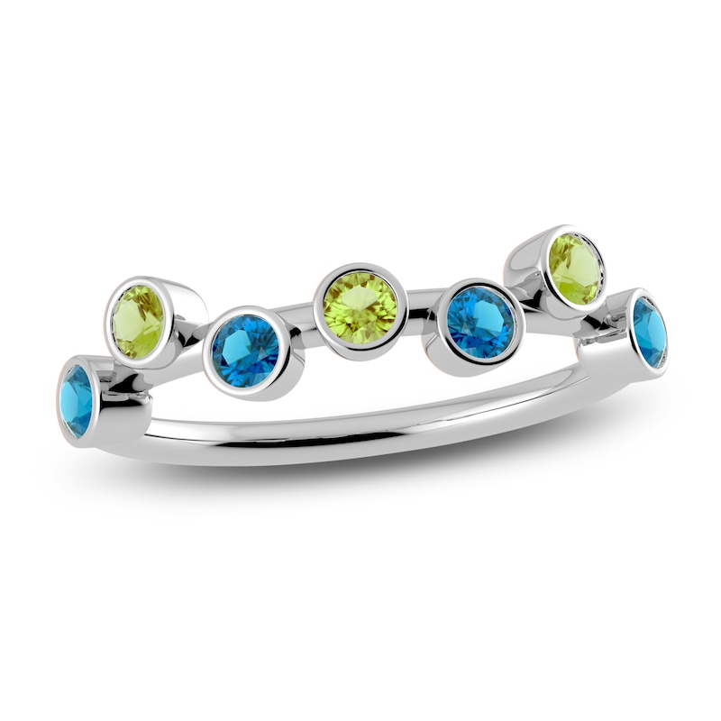 Main Image 1 of Juliette Maison Natural Blue Zircon & Natural Peridot Ring 10K White Gold