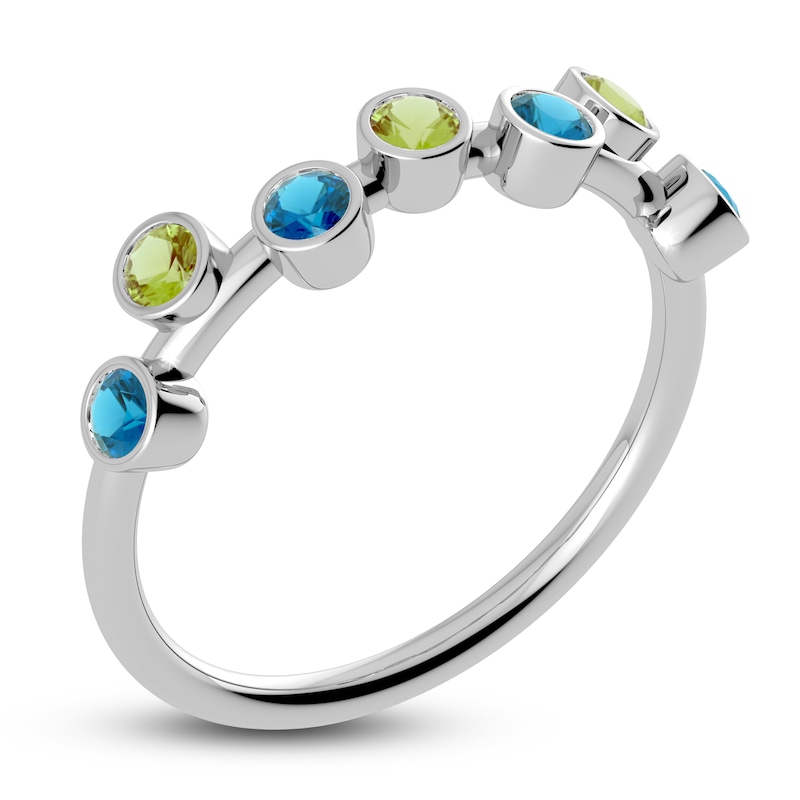 Main Image 2 of Juliette Maison Natural Blue Zircon & Natural Peridot Ring 10K White Gold
