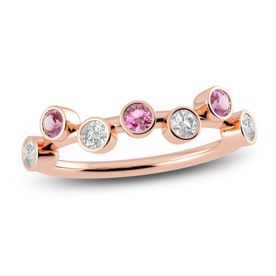 Juliette Maison Natural Pink Tourmaline & Natural White Sapphire Ring 10K Rose Gold