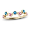 Thumbnail Image 1 of Juliette Maison Natural Pink Tourmaline & Natural Blue Zircon Ring 10K Yellow Gold