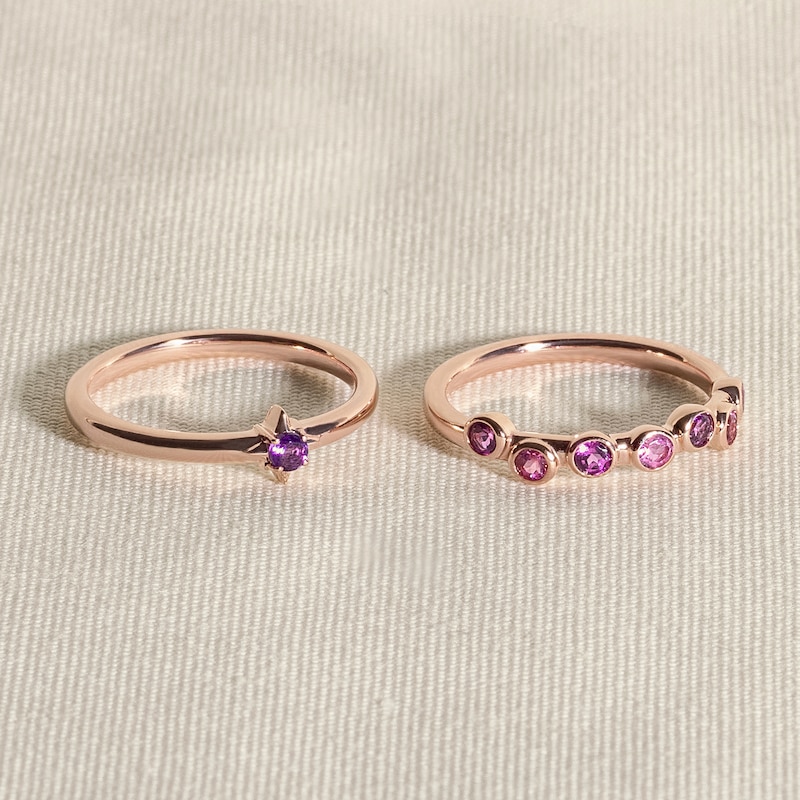 Main Image 4 of Juliette Maison Natural Pink Tourmaline & Natural Blue Zircon Ring 10K Yellow Gold