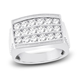 Men's Lab-Grown Diamond Ring 2 ct tw Round 14K White Gold