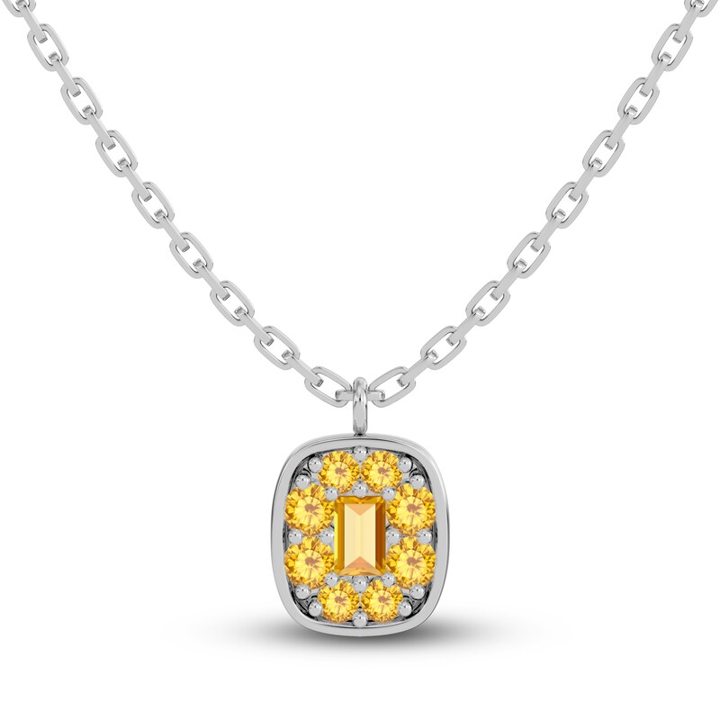 Main Image 1 of Juliette Maison Natural Citrine Pendant Necklace 10K White Gold