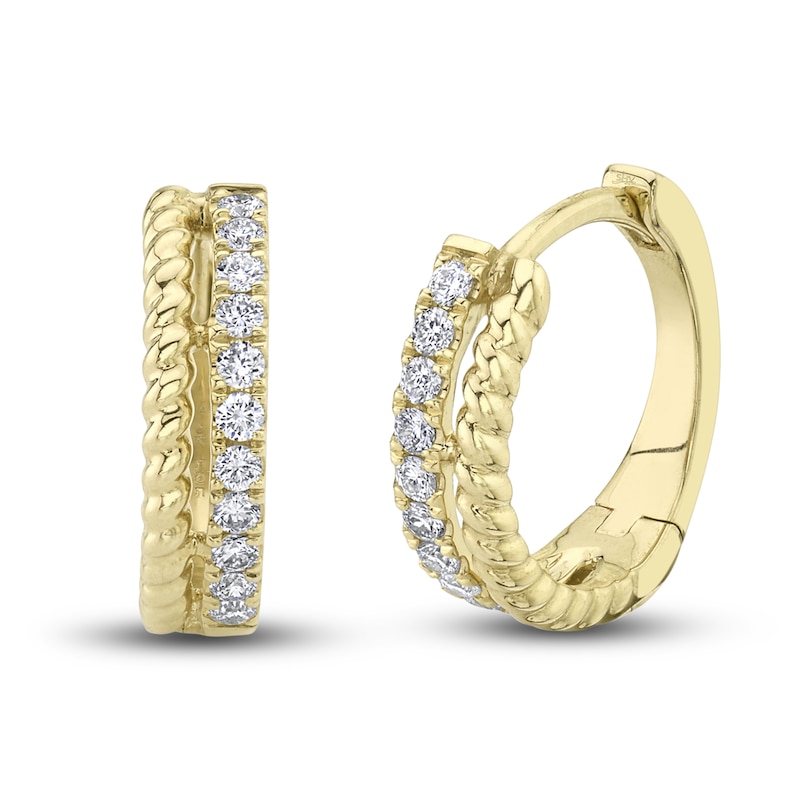 Shy Creation Diamond Huggie Earrings 1/6 ct tw Round 14K Yellow Gold SC55021775