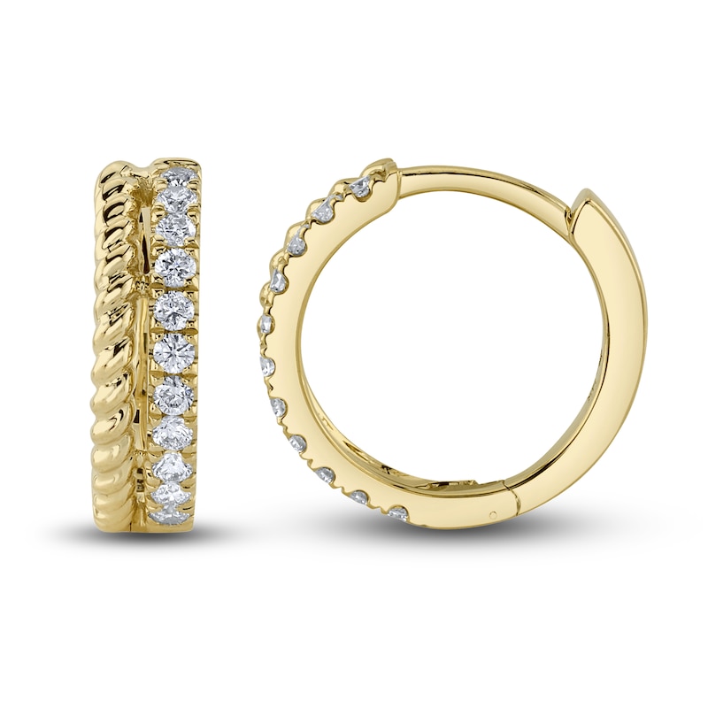 Shy Creation Diamond Huggie Earrings 1/6 ct tw Round 14K Yellow Gold SC55021775