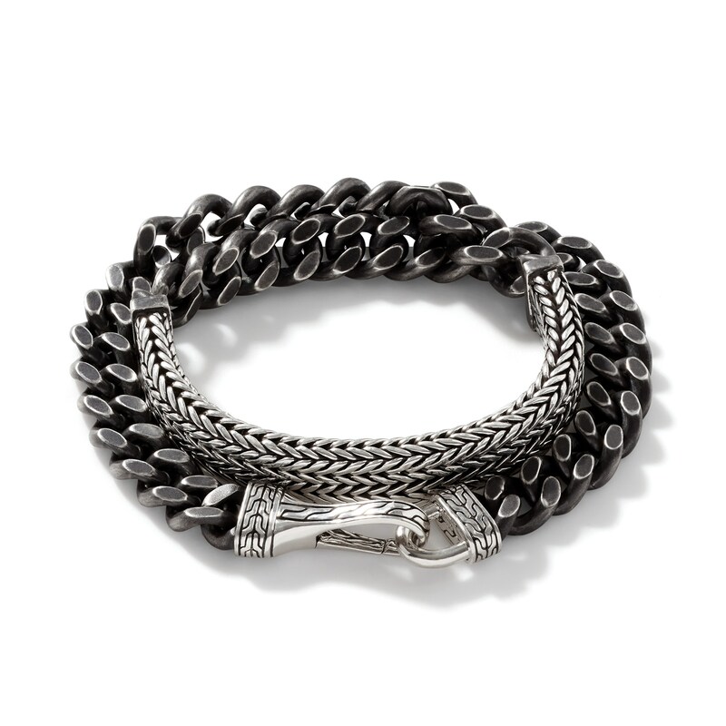 John Hardy Men's Double Link Wrap Bracelet Sterling Silver - Medium