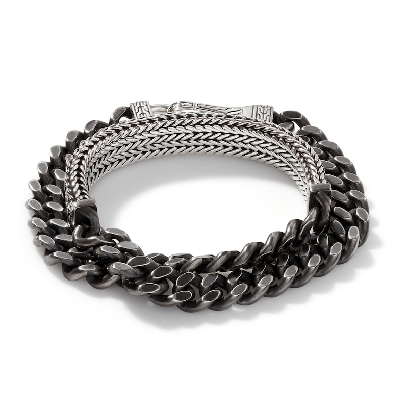 John Hardy Men's Double Link Wrap Bracelet Sterling Silver - Medium