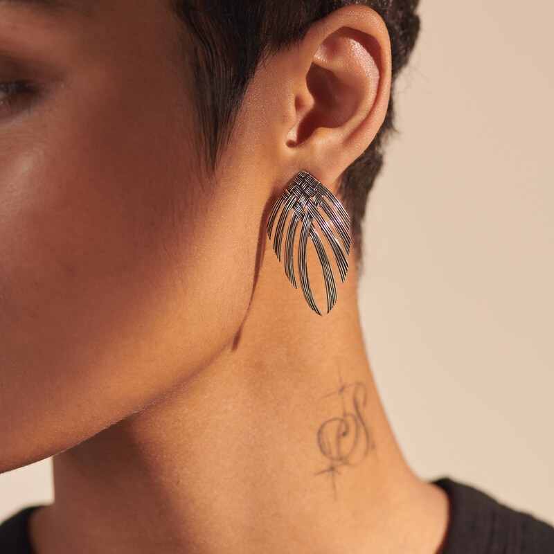 John Hardy Bamboo Dangle Earrings Sterling Silver