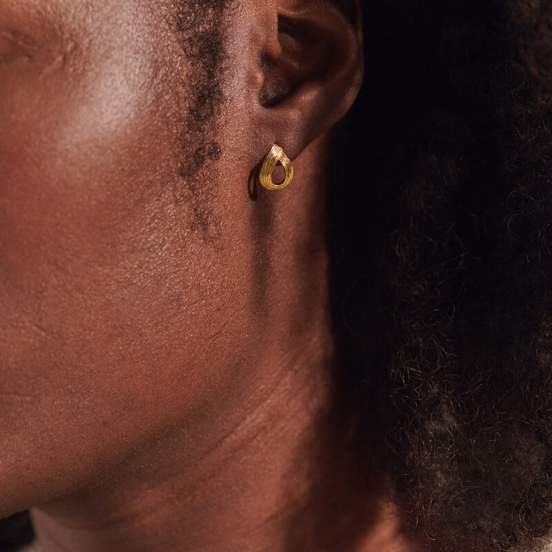 John Hardy Bamboo Stud Earrings 18K Yellow Gold
