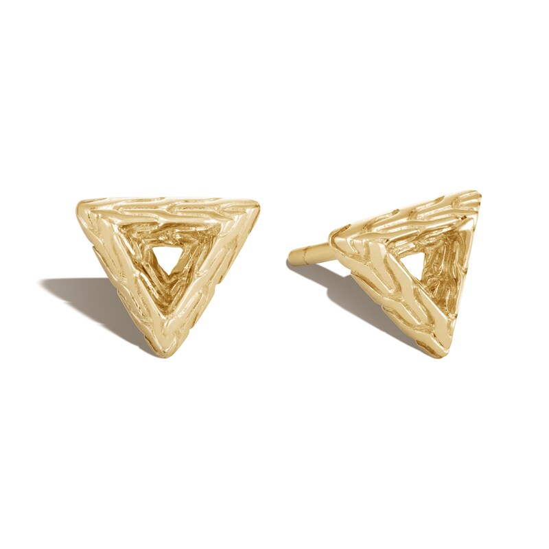John Hardy Classic Chain Tiga Stud Earrings 18K Yellow Gold