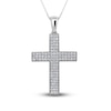 Thumbnail Image 1 of Diamond Cross Pendant Necklace 2 ct tw Round 14K White Gold 18&quot;