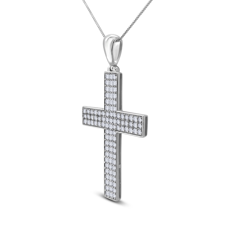 Main Image 2 of Diamond Cross Pendant Necklace 2 ct tw Round 14K White Gold 18&quot;
