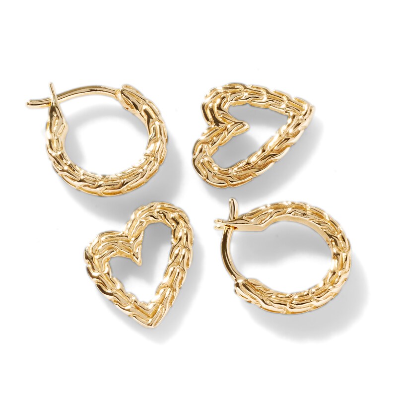 John Hardy Heart Drop Earrings 14K Yellow Gold