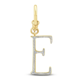 Charm'd by Lulu Frost Diamond Letter E Charm 1/10 ct tw Pavé Round 10K Yellow Gold