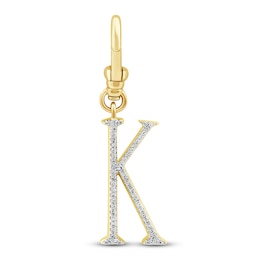 Charm'd by Lulu Frost Diamond Letter K Charm 1/10 ct tw Pavé Round 10K Yellow Gold