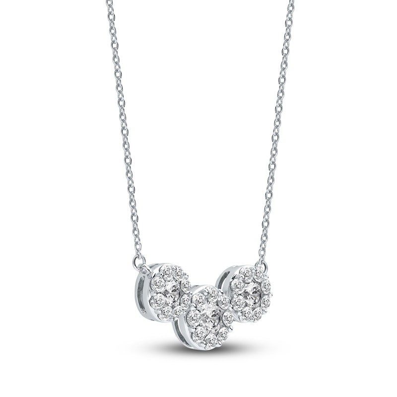 Main Image 2 of Diamond Halo Necklace 1 ct tw 14K White Gold 18&quot;