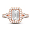 Thumbnail Image 3 of Lab-Grown Diamond Engagement Ring 2-3/4 ct tw Emerald/Round 14K Rose Gold